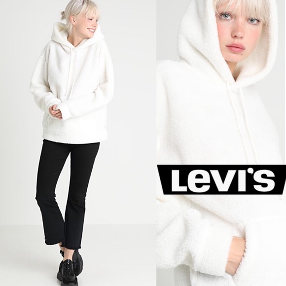 LAST! NWT 5 Star HTF LEVI’S White Sherpa Hoodie - Picture 7 of 8